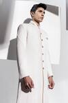 Ankur J White Banana Crepe Pleated Sherwani Set Online at Aza Fashions Ankur J_White Banana Crepe Pleated Sherwani Set _Online_at_Aza_Fashions