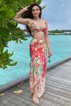 Buy_Gopi Vaid_Multi Color Cotton Silk Sweetheart Neck Printed Crop Top And Skirt Set _at_Aza_Fashions