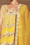 Shop_Manish Malhotra_Yellow Organza Anarkali Set_at_Aza_Fashions