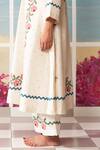 Ikai_White Chanderi Round Rose Pattern Kurta  _at_Aza_Fashions