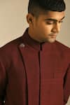 Shop_Dhruv Vaish_Maroon Silk Sherwani Set_Online_at_Aza_Fashions