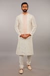 Buy_Vanshik_White Silk Kurta Bundi Set _at_Aza_Fashions