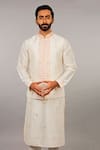 Vanshik_White Silk Kurta Bundi Set _Online_at_Aza_Fashions