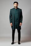 Buy_Paarsh_Green Suiting Sherwani And Linen Kurta Set_Online_at_Aza_Fashions