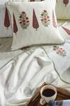 Shop Houmn Cream Cotton Printed Azalea Block Queen Bedsheet Set at Aza Fashions Shop_Houmn_Cream Cotton Printed Azalea Block Queen Bedsheet Set_at_Aza_Fashions