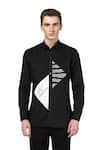 Buy_Noonoo_Black 100% Giza Cotton Embroidered Shirt _at_Aza_Fashions