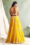 Shop_Priyanka Jain_Yellow Organza U Neck Embroidered Bridal Lehenga Set _at_Aza_Fashions