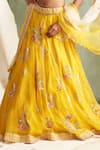 Shop_Priyanka Jain_Yellow Organza U Neck Embroidered Bridal Lehenga Set _Online_at_Aza_Fashions