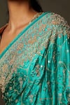 Shop_RI.Ritu Kumar_Green Saree Silk Satin Embroidery Floral Tania _Online_at_Aza_Fashions