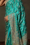 RI.Ritu Kumar_Green Saree Silk Satin Embroidery Floral Tania _at_Aza_Fashions