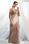 Buy_Tasuvure_Pink Pleated Pre-draped Saree With Blouse_at_Aza_Fashions