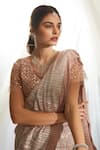 Tasuvure_Pink Pleated Pre-draped Saree With Blouse_Online_at_Aza_Fashions