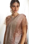 Buy_Tasuvure_Pink Pleated Pre-draped Saree With Blouse_Online_at_Aza_Fashions