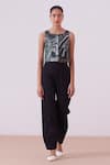 Buy_The Summer House_Black Pure Hand Marbled Silk Pattern Square Adelaide Crop Top  _at_Aza_Fashions