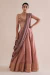 Ekaya_Pink Handwoven Silk Lehenga Set_Online_at_Aza_Fashions