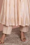 Buy_Ruh Clothing_Beige Chanderi Jacket Open Slip Round Chikankari Anarkali Set _Online_at_Aza_Fashions