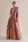 Shop_Ekaya_Pink Handwoven Silk Lehenga Set_at_Aza_Fashions