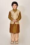 Buy_Arihant Rai Sinha_Brown Jacquard Jacket And Kurta Set For Boys_at_Aza_Fashions