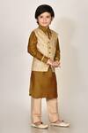 Arihant Rai Sinha_Brown Jacquard Jacket And Kurta Set For Boys_Online_at_Aza_Fashions