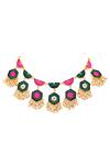 Shop_Bauble Bazaar_Gold Plated Silk Hand Embroidered Layered Choker _at_Aza_Fashions