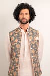 Buy_Arjan Dugal_Grey Linen Reversible Nehru Jacket  _at_Aza_Fashions