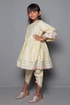 Buy_Maaikid_Yellow Chanderi, Cotton Pom-poms, Gota Patti Embroidered Kurta And Dhoti Pant Set _at_Aza_Fashions