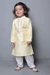 Buy_Maaikid_Yellow Chanderi, Cotton Gota Patti Kurta Set _at_Aza_Fashions