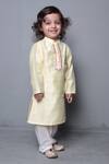 Shop_Maaikid_Yellow Chanderi, Cotton Gota Patti Kurta Set _Online_at_Aza_Fashions