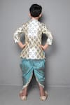 Shop_Maaikid_Grey Cotton, Silk Embroidery Printed Sherwani Set _at_Aza_Fashions