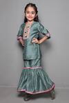 Maaikid Green Chanderi, Cotton Mirrors Kurta And Sharara Set Online at Aza Fashions Maaikid_Green Chanderi, Cotton Mirrors Kurta And Sharara Set _Online_at_Aza_Fashions