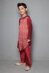 Buy Maaikid Red Modal, Silk, Cotton Embroidery Printed Asymmetric Kurta Set at Aza Fashions Buy_Maaikid_Red Modal, Silk, Cotton Embroidery Printed Asymmetric Kurta Set _at_Aza_Fashions
