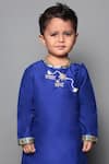 Shop_Maaikid_Blue Cotton, Silk Embroidery Kurta And Dhoti Pant Set _Online_at_Aza_Fashions