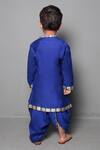 Shop_Maaikid_Blue Cotton, Silk Embroidery Kurta And Dhoti Pant Set _at_Aza_Fashions