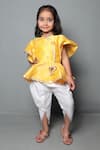 Buy Maaikid Yellow Cotton, Silk Tassels Embroidered Kurta And Dhoti Pant Set at Aza Fashions Buy_Maaikid_Yellow Cotton, Silk Tassels Embroidered Kurta And Dhoti Pant Set _at_Aza_Fashions