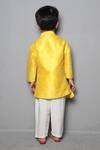 Shop_Maaikid_Yellow Cotton, Silk Asymmetric Kurta Set _at_Aza_Fashions