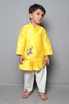 Buy_Maaikid_Yellow Cotton, Silk Asymmetric Kurta Set _at_Aza_Fashions