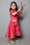 Buy_Maaikid_Red Chanderi Dress For Girls_Online_at_Aza_Fashions