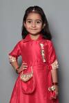 Maaikid_Red Chanderi Dress For Girls_at_Aza_Fashions
