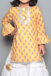 Shop_Maaikid_Yellow Cotton, Muslin Printed Maxi Dress _Online_at_Aza_Fashions