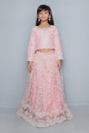Buy_Maaikid_Pink Net, Silk Tassels, Beads Embroidered Lehenga Set _at_Aza_Fashions
