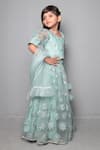 Maaikid Green Net, Silk Embroidery, Sequins Lehenga Set Online at Aza Fashions Maaikid_Green Net, Silk Embroidery, Sequins Lehenga Set _Online_at_Aza_Fashions