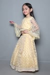 Maaikid_Yellow Net, Silk Embroidery, Sequins Lehenga Set _Online_at_Aza_Fashions