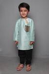 Buy_Maaikid_Green Chanderi, Cotton Sequins Kurta Set _Online_at_Aza_Fashions