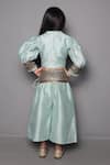 Shop_Maaikid_Green Chanderi, Cotton Sequins, Embroidery, Tassels Palazzo Set _at_Aza_Fashions