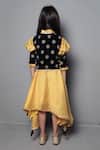 Shop Maaikid Yellow Chanderi, Velvet Embroidery Dress With Jacket at Aza Fashions Shop_Maaikid_Yellow Chanderi, Velvet Embroidery Dress With Jacket _at_Aza_Fashions