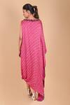 Shop_Dyelogue_Pink Gajji Silk Draped Bandhani Dress _at_Aza_Fashions