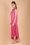 Dyelogue_Pink Gajji Silk Draped Bandhani Dress _Online_at_Aza_Fashions