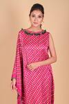 Buy_Dyelogue_Pink Gajji Silk Draped Bandhani Dress _Online_at_Aza_Fashions
