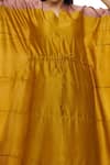 Shop_Khat_Yellow Chanderi Silk, Poplin Tassels V-neck Pintuck Kaftan And Flared Pant Set _at_Aza_Fashions