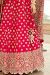 JAYANTI REDDY_Fuchsia Raw Silk Leaf Neck Embroidered Bridal Lehenga Set _at_Aza_Fashions